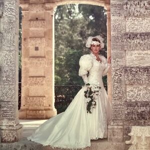 Vintage Couture Wedding Dress by St. Pucchi with Original Designer Label Ivory